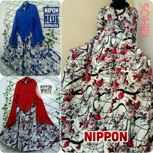 Gamis Nippon Monalisa Wolfis Plus Furing Sohibi Selebgram Nipon Syari  HasunaShop