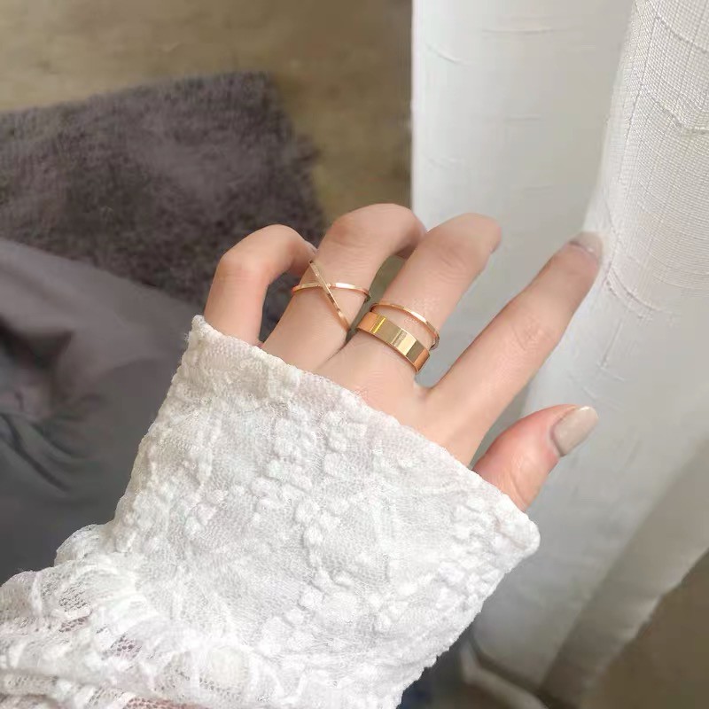 Set Cincin Anting Jari Telunjuk Minimalis Gaya Korea Untuk Wanita