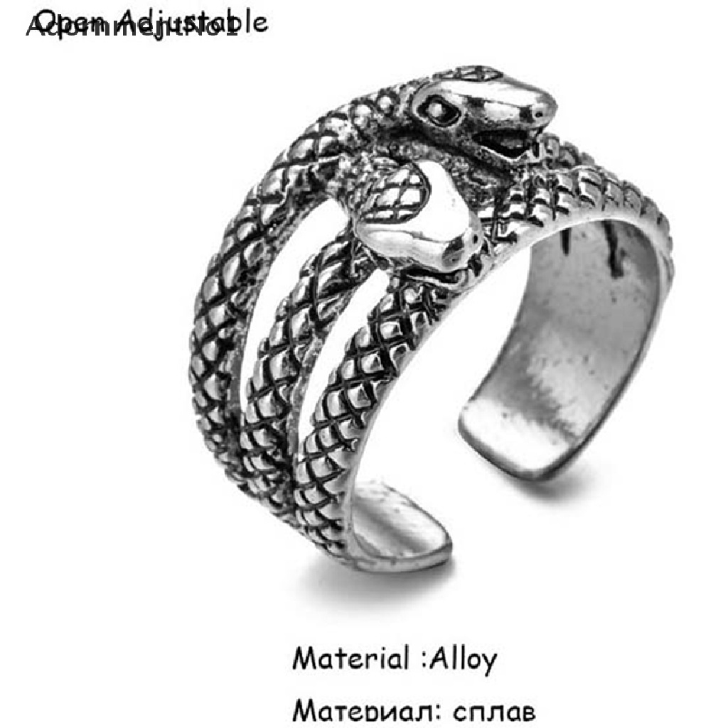 (AdornmentNo1) Cincin Terbuka Adjustable Motif Ular 21 Gaya Antik Warna Silver Untuk Pria / Wanita