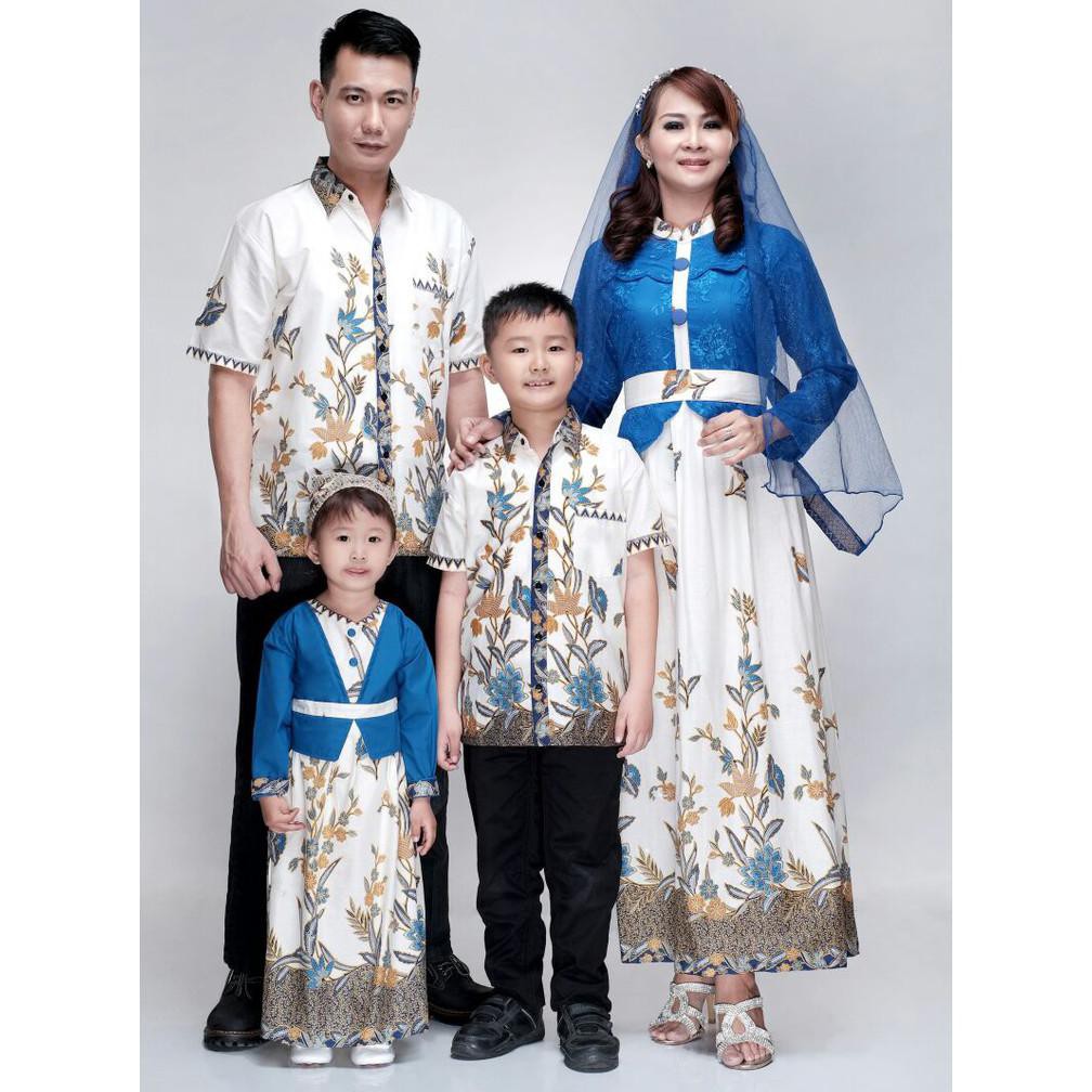 Diskon 25% Sarimbit Family Keluarga Gamis Terusan Batik Muslim Kanaya Bunga Batik Pria