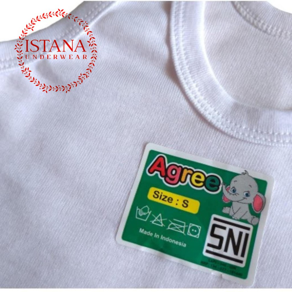 Kaos dalam SINGLET anak unisex motif putih polos full katun bestseller merk agree