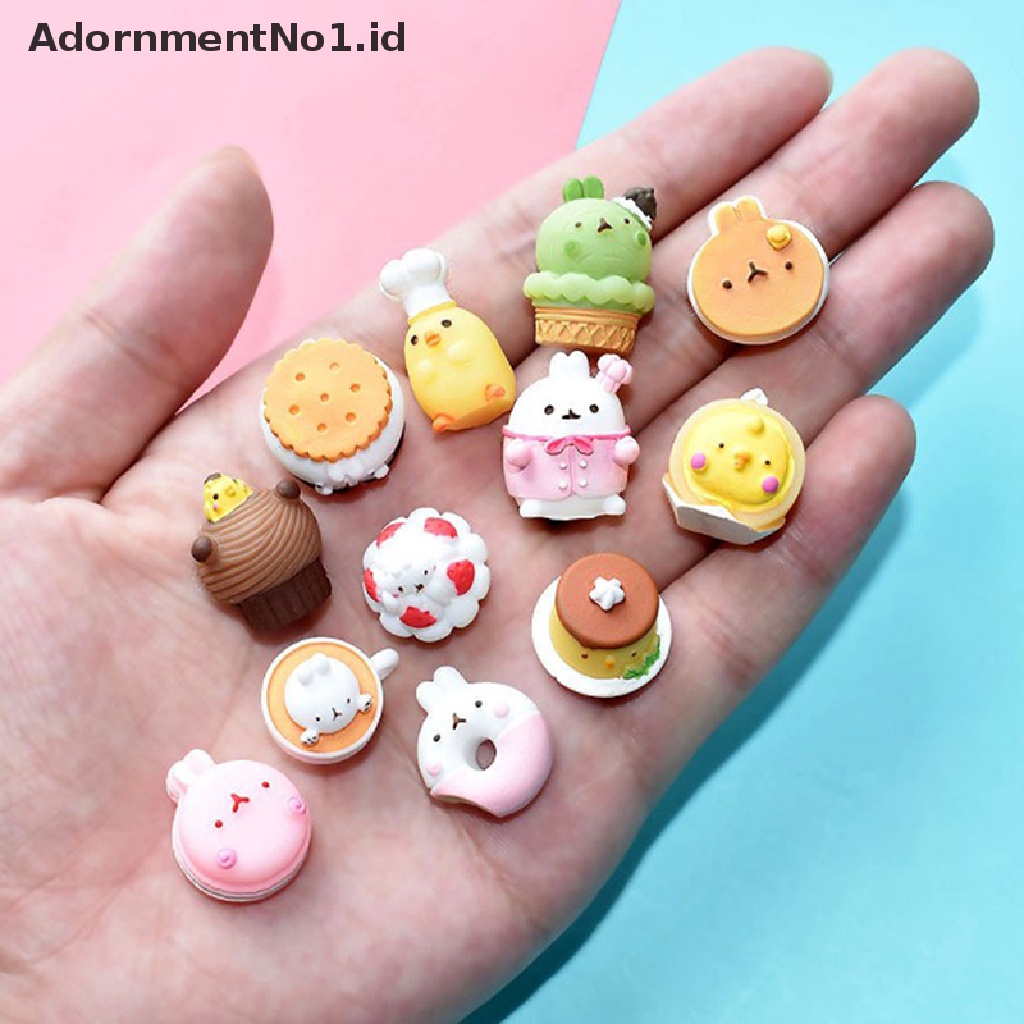 (AdornmentNo1) 10pcs / Set Hiasan Cabochon Resin Motif Kartun Dessert 3D Untuk Scrapbook (ID)