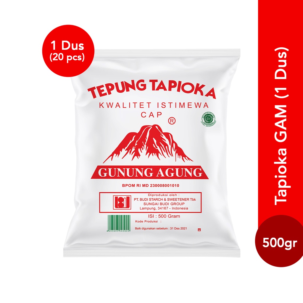 Rose Brand - Tepung Tapioka Cap Gunung Agung Merah 500 Gram (1 Dus)
