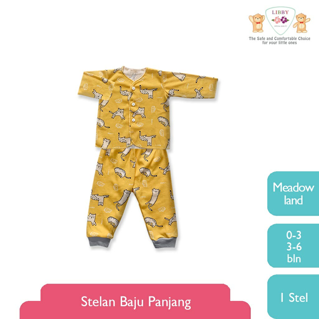 Libby Stelan Panjang &amp; Celana Panjang Kancing depan Meadow Land Series (Satu Set Isi 3Pcs)