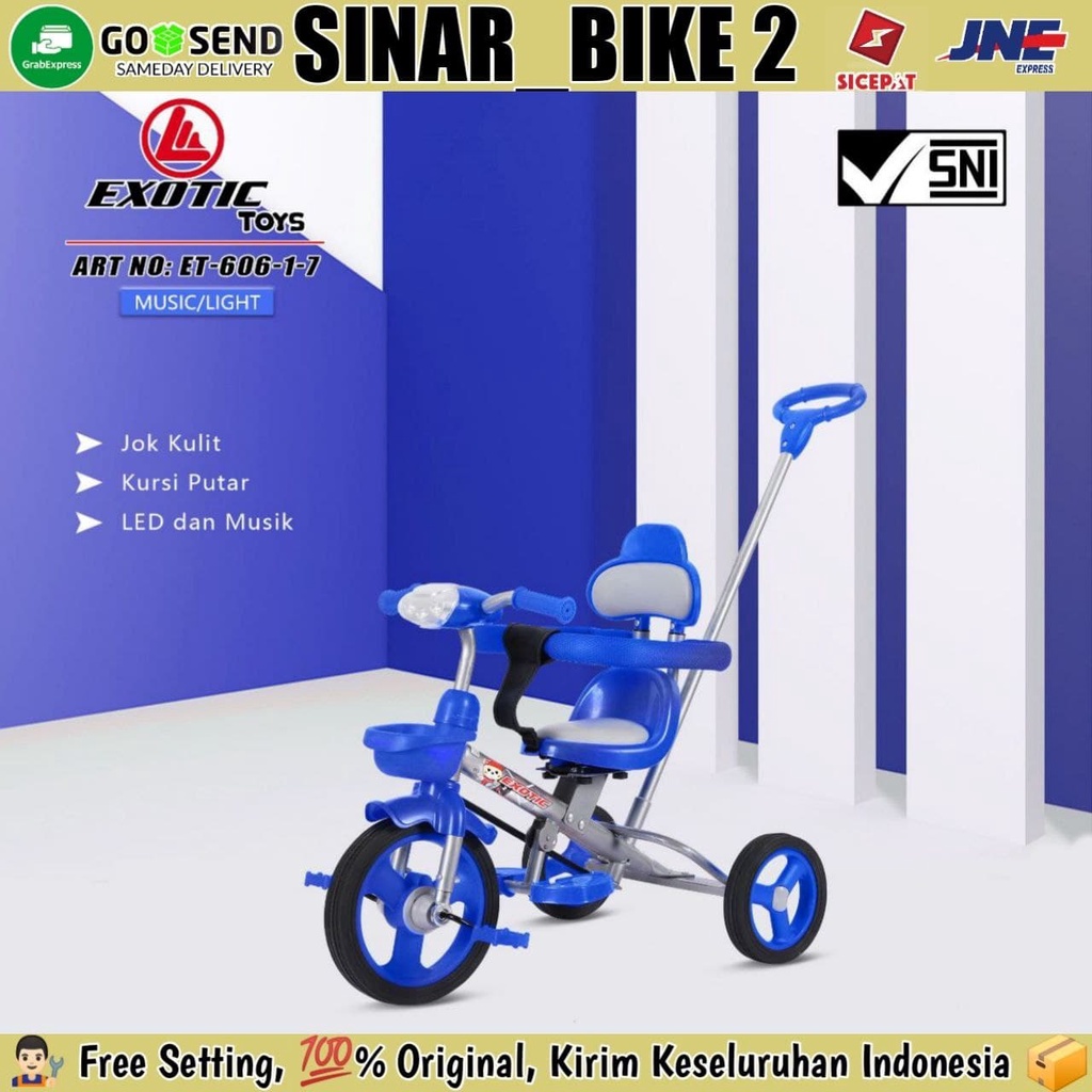 Sepeda Roda Tiga EXOTIC ET 606-1-7 Kursi Putar Ban Karet Tricycle Anak