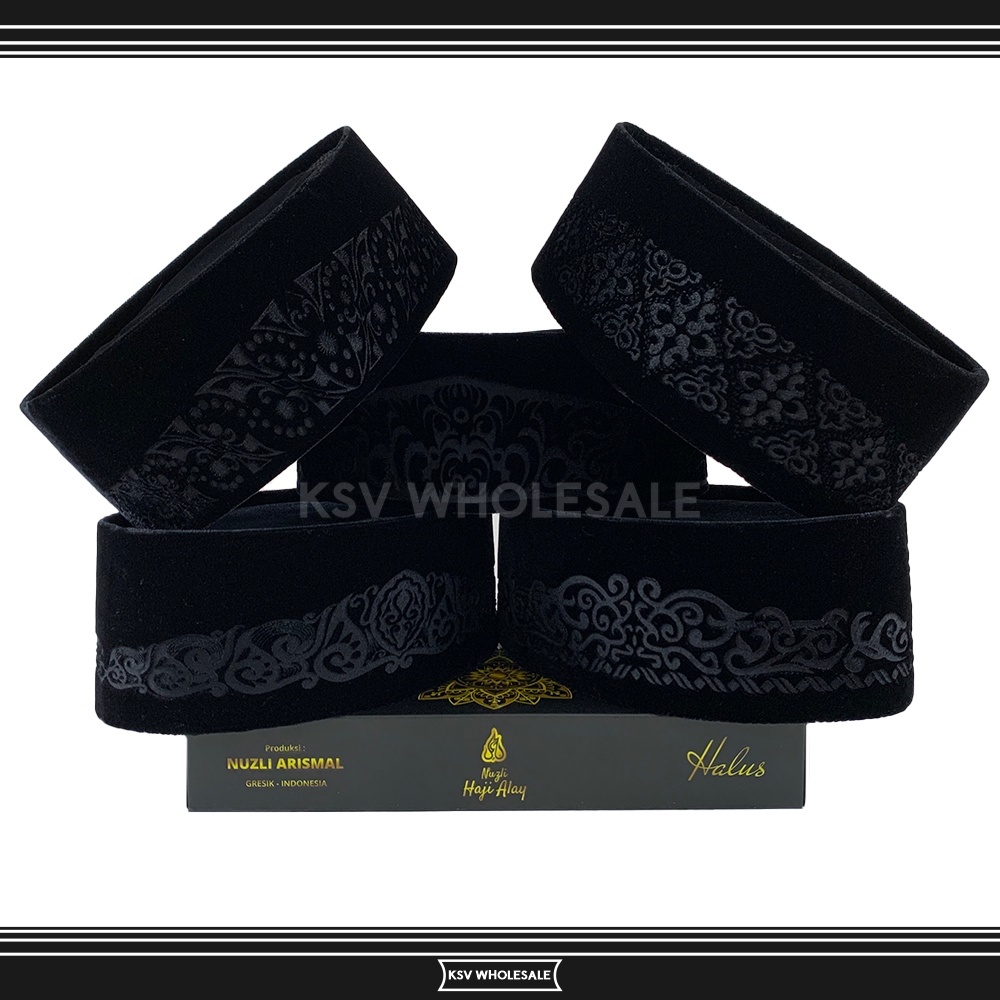 Songkok Premium HAJI ALAY LASER AC Tinggi 9 Cm Peci Sholat Pria Dewasa Hitam Motif Kopiah Shalat Ana
