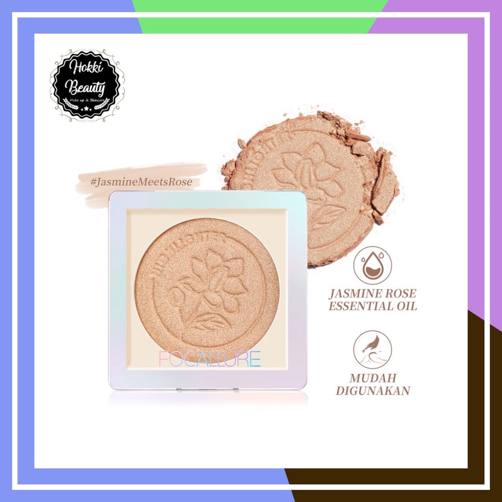 FOCALLURE Face Highlighter Glitter Glow bedak - SKIN PRESSED #JasmineMeetsRose FA234