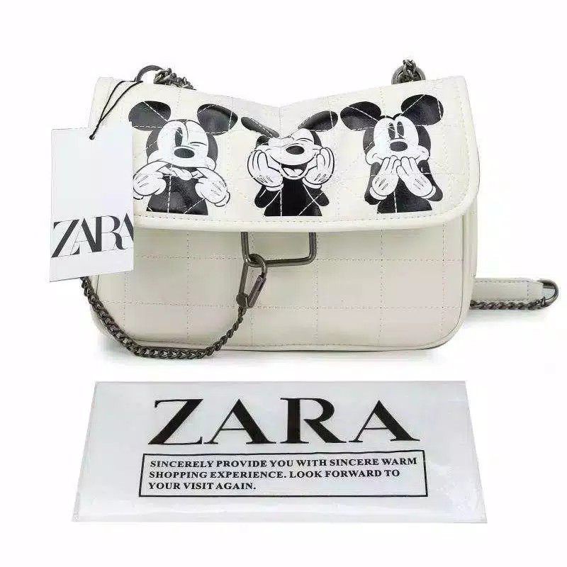 tas cewek Korea tas Zara kulit PU original 100%(printing Mickey mouse) FREE PAPER BAG