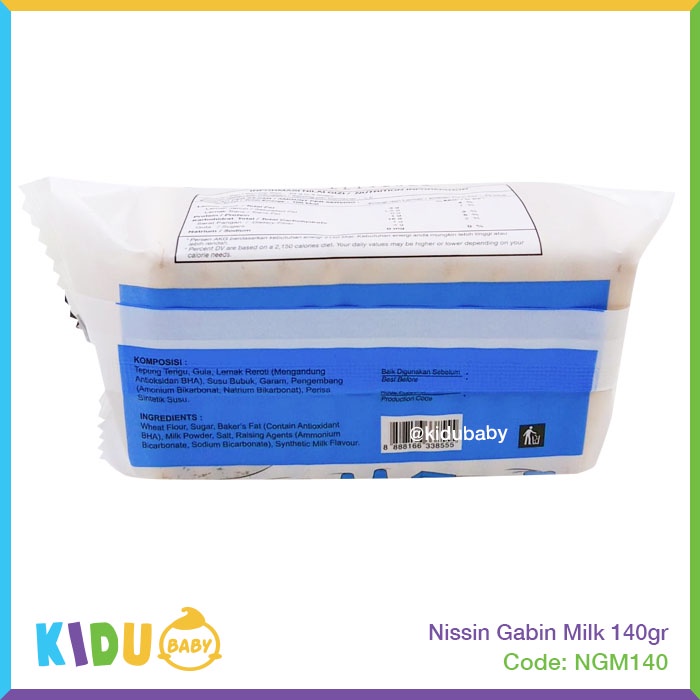 Nissin Gabin Cheese / Milk / Original 140gr Kidu baby