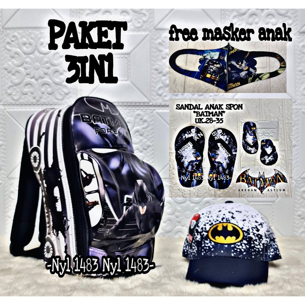 KSO_BAG - Tas Ransel Anak LakiLaki  3IN1 Terbaru 2021 Kekinian Backpack Carakter Mobil SUPER HERO Termurah