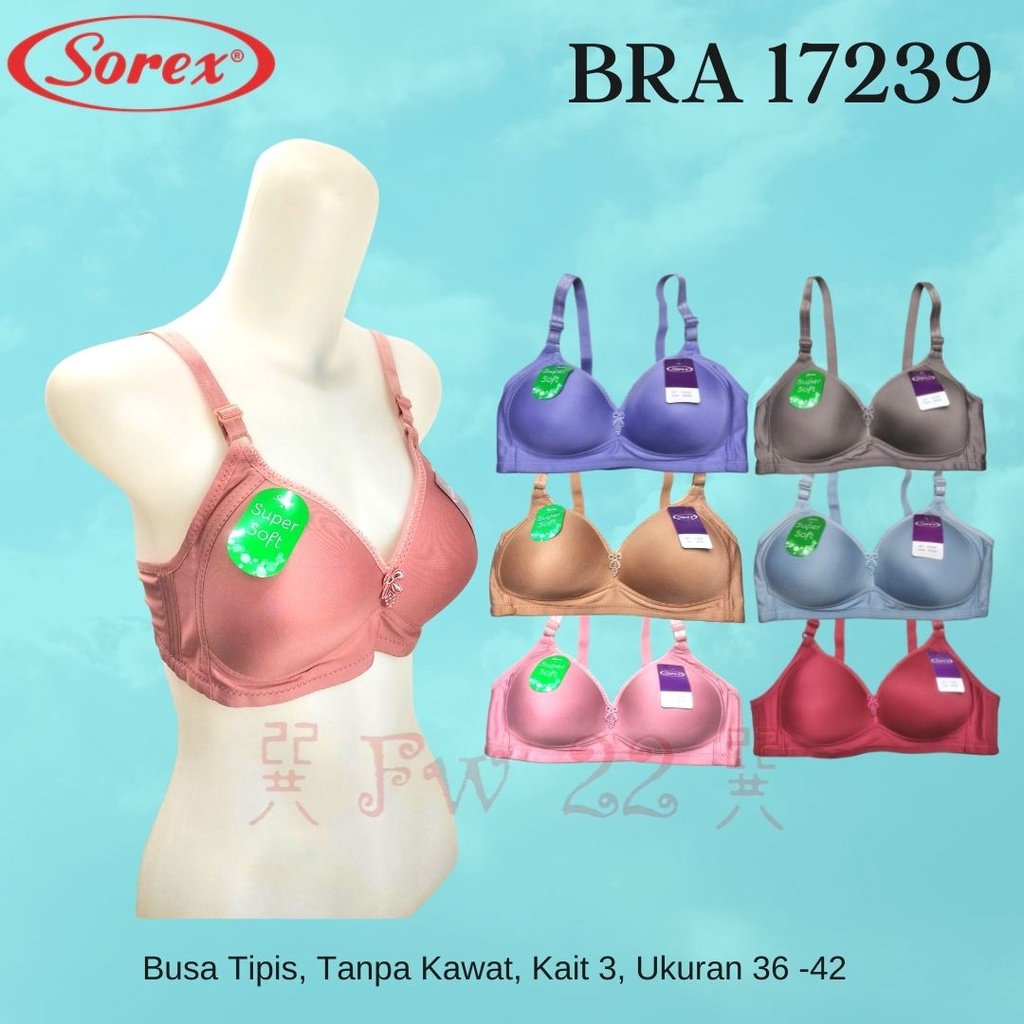 Bra Tanpa Kawat Busa Tipis Sorex 17239 Cup B Berbahan Super Soft yang Nyaman dipakai Seharian