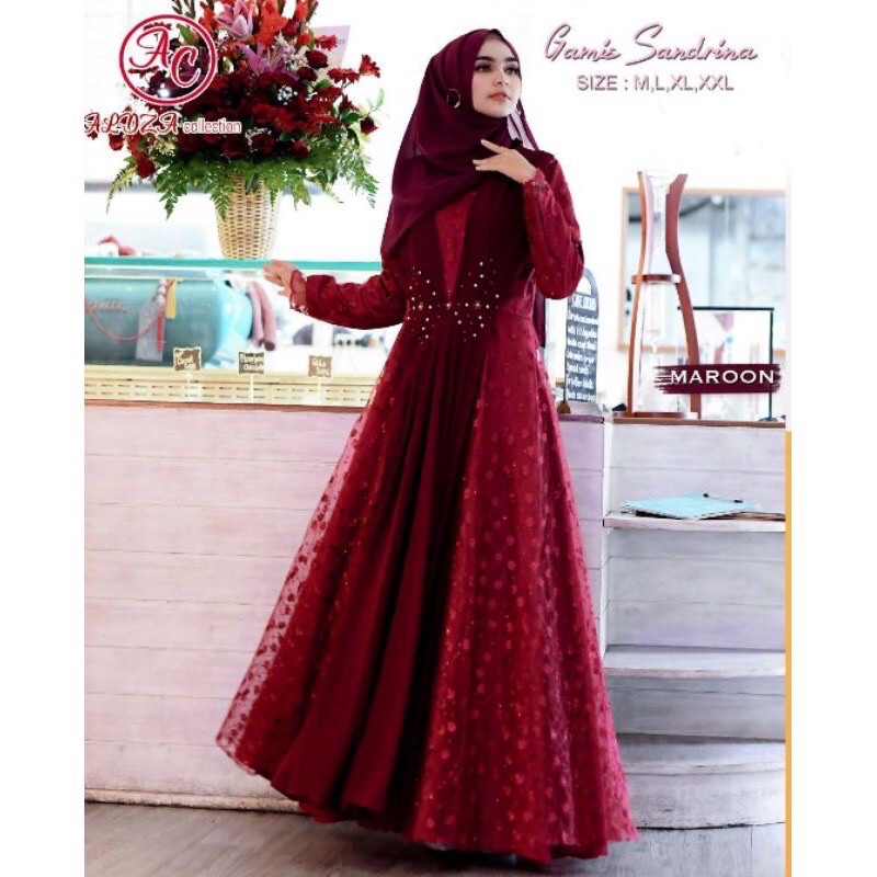 Gamis Sandrina Tille Mocca // Real Pict // Original Produk // Gamis Pesta // Gamis Kebaya Moderen // Gamis Pesta Terbaru // Gamis Bahan Tille Lembut