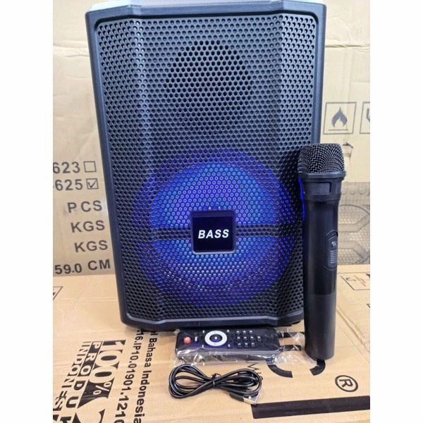 SPEAKER BLUETOOTH FLECO F-8606 AB LED 8'5 INCH FREE MIC WIRELESS KARAOKE + REMOTE - SPEAKER KARAOKE FULL BASS | FMS