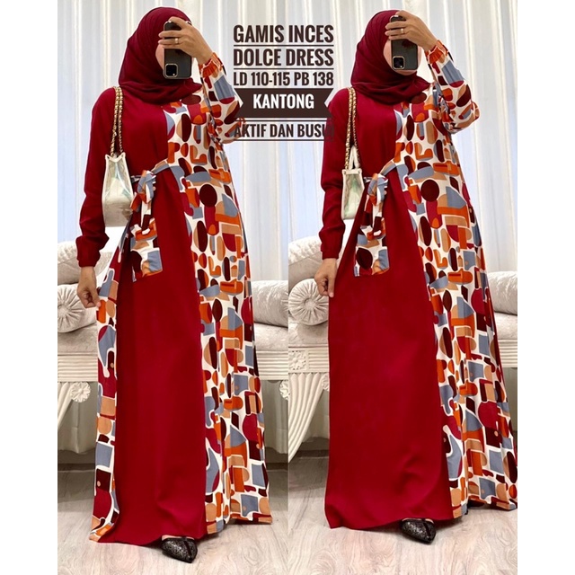 Daster Arab Dolce INCES Long Dress Rayon lengan