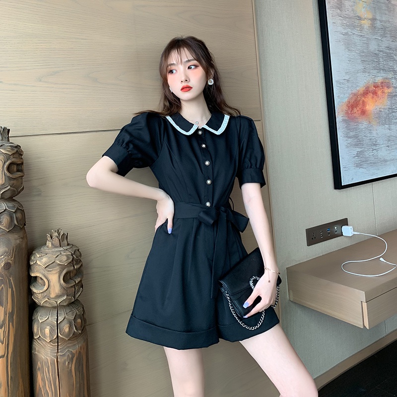 【Rozen】Korean Pearl Mini Solid Romper R100