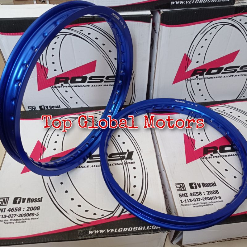 Velg Rossi Uk 140 160 Ring 17 Biru Sepasang - Pelek Rossi SNI Alloy Untuk Semua Motor