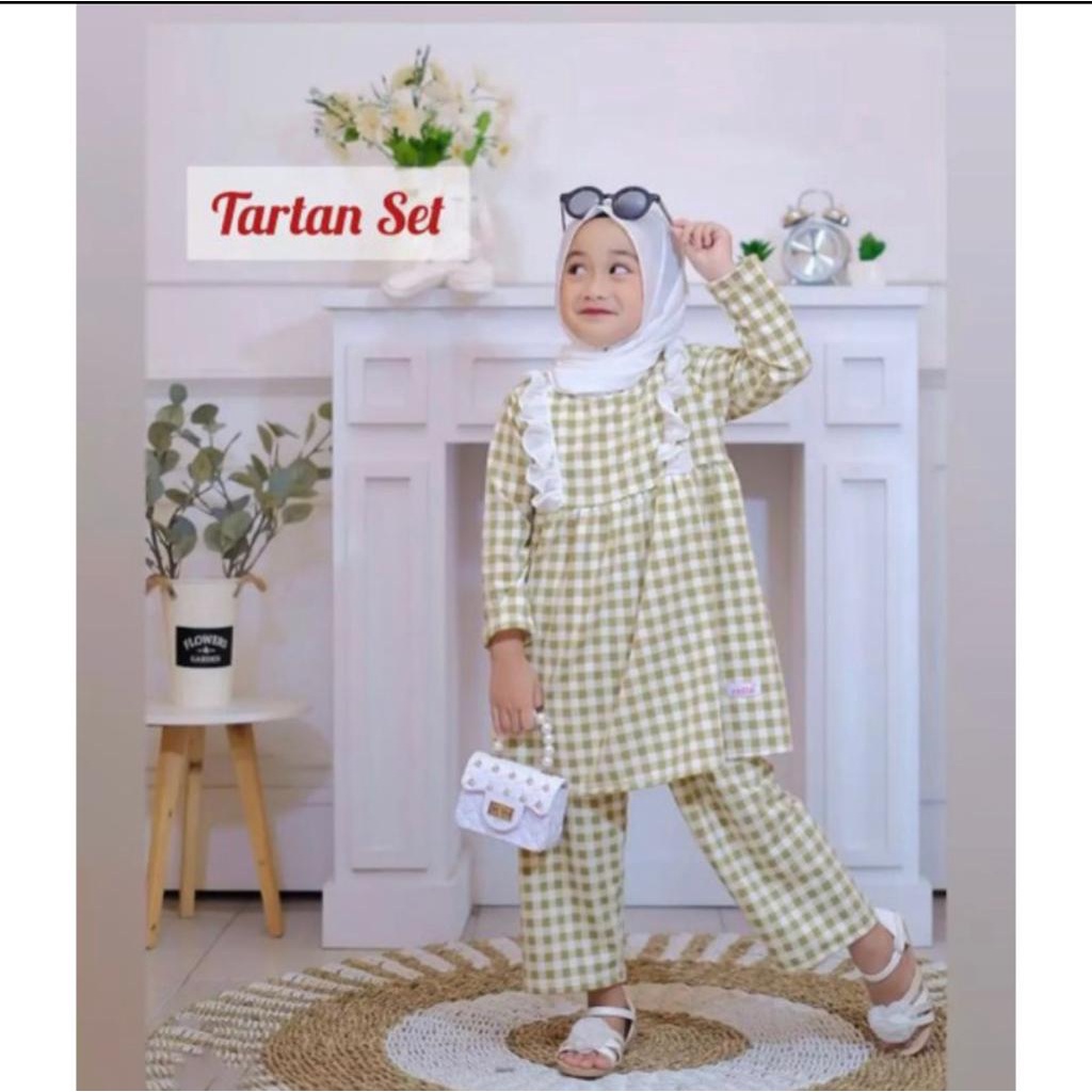 SETELAN LENGAN PANJANG TERBARU/SETELAN TARTAN ANAK PEREMPUAN 1-5 TAHUN