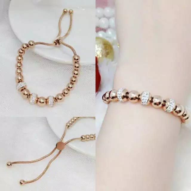 Gelang  serut titanium perhiasan wanita elegan import