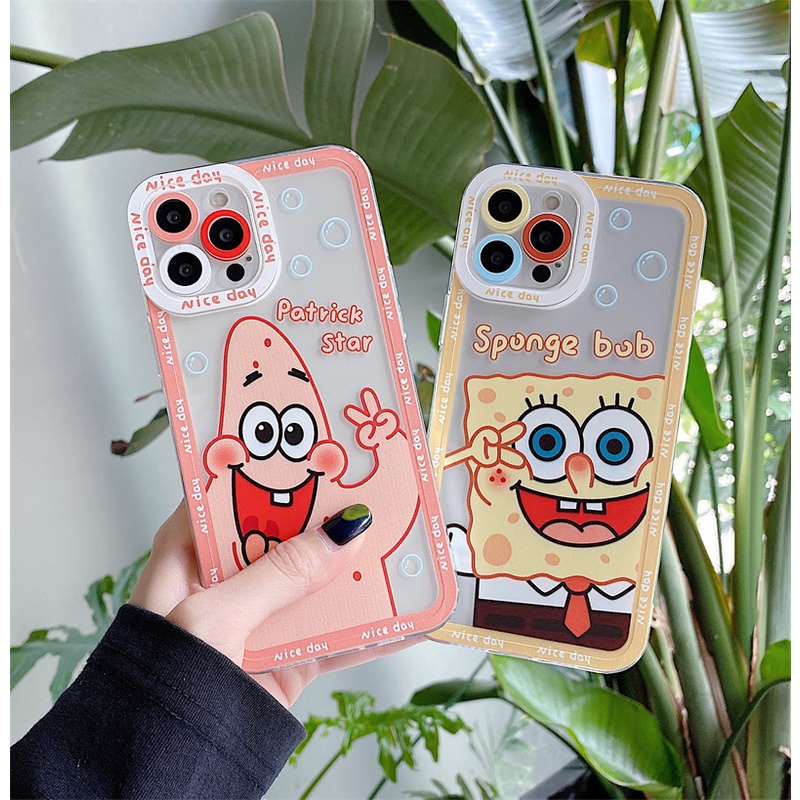 Pupil TPU soft case couple iphone 13 12 11 pro X Xs max 7 8 plus SE2020 fun cartoon sponge baby case iphone