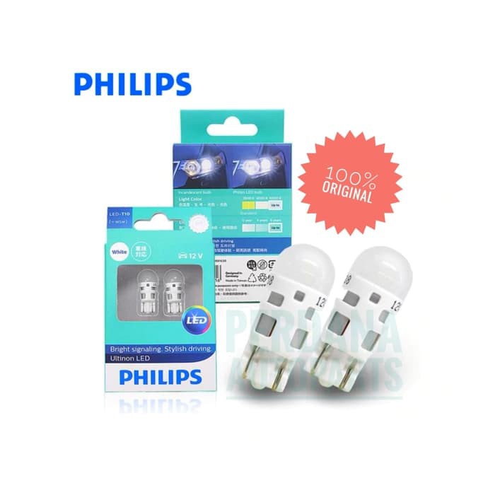 T10 PHILIPS LED Vision 6000K Lampu Senja Mobil