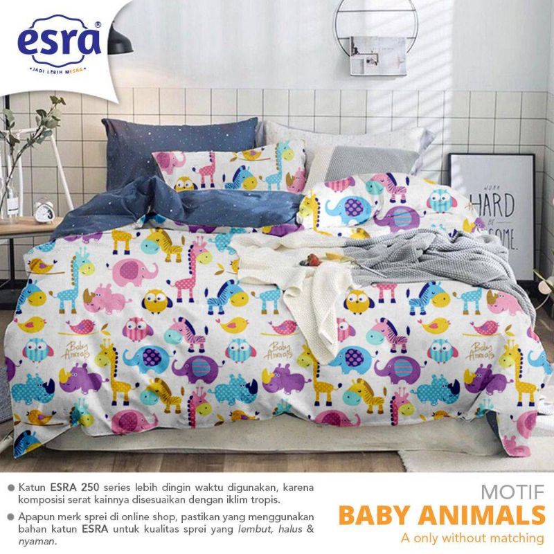 Katun Lokal Original Grade 1 kain Sprei meteran bahan Esra Deluxe motif Baby Animal