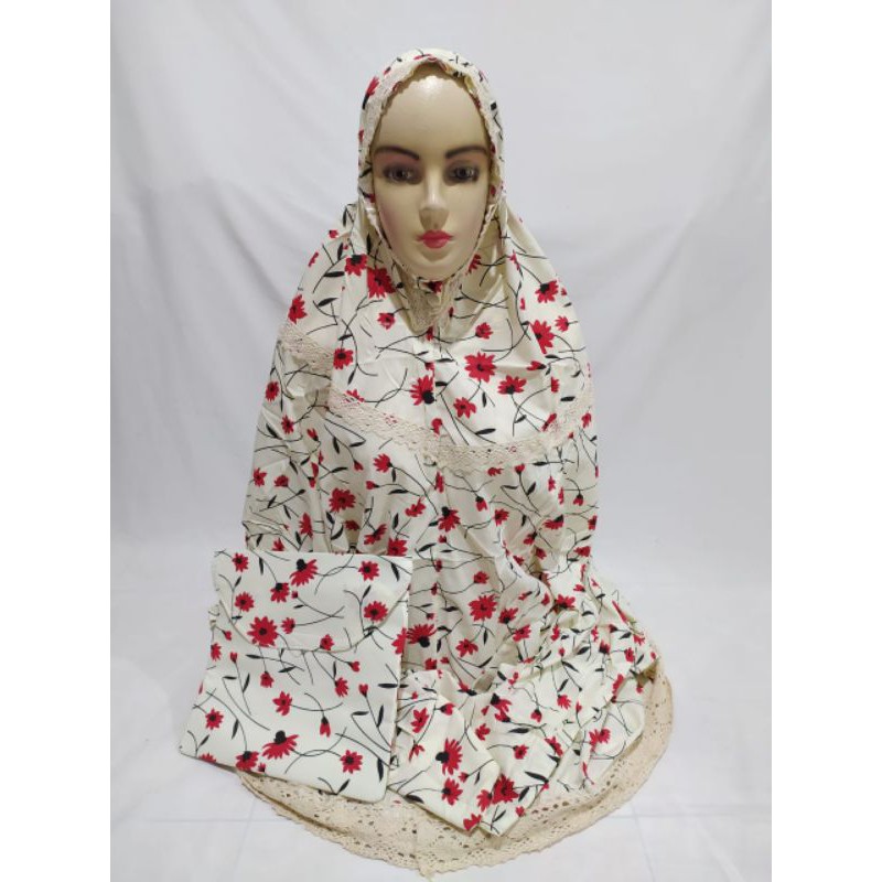 Mukena Terusan Katun jepang  Renda Rajut