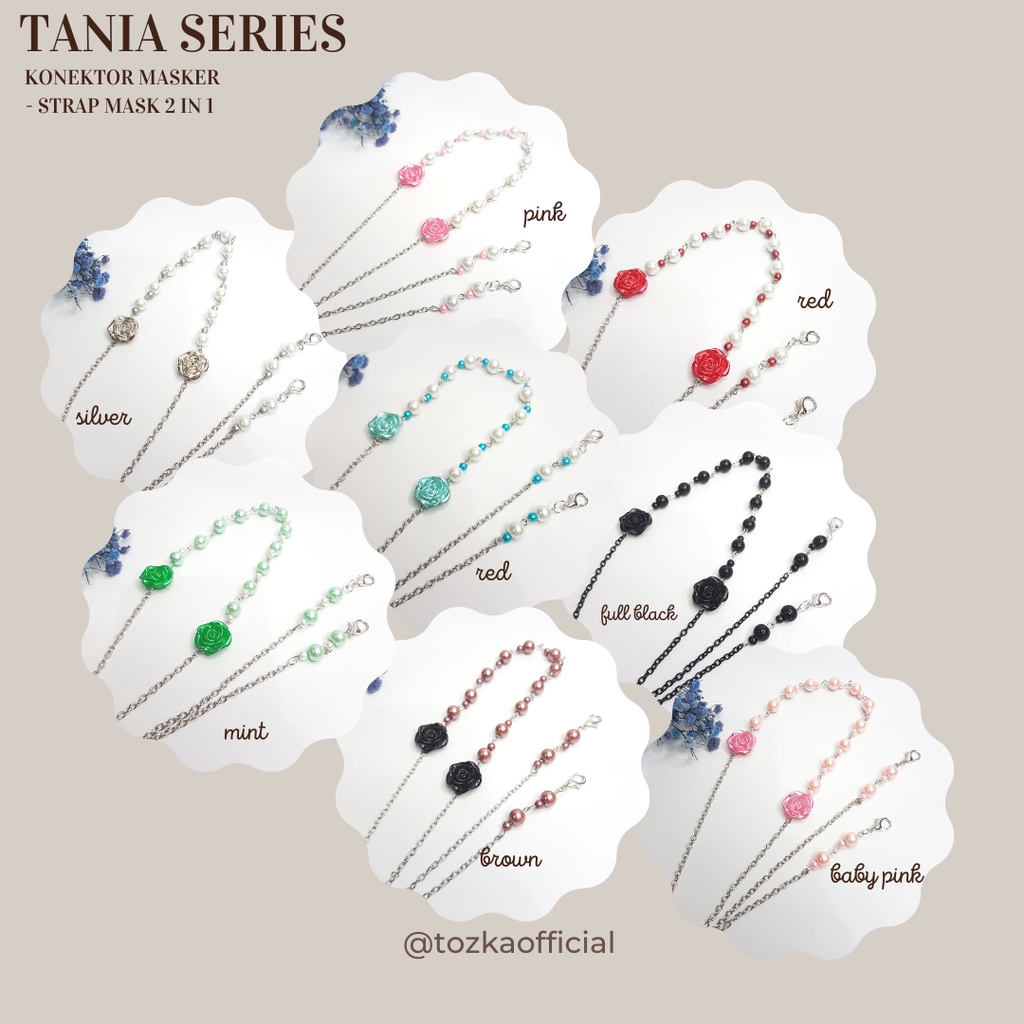 Tania series I Strap mask mawar mutiara I Kalung konektor masker 2in1 I Masker holder