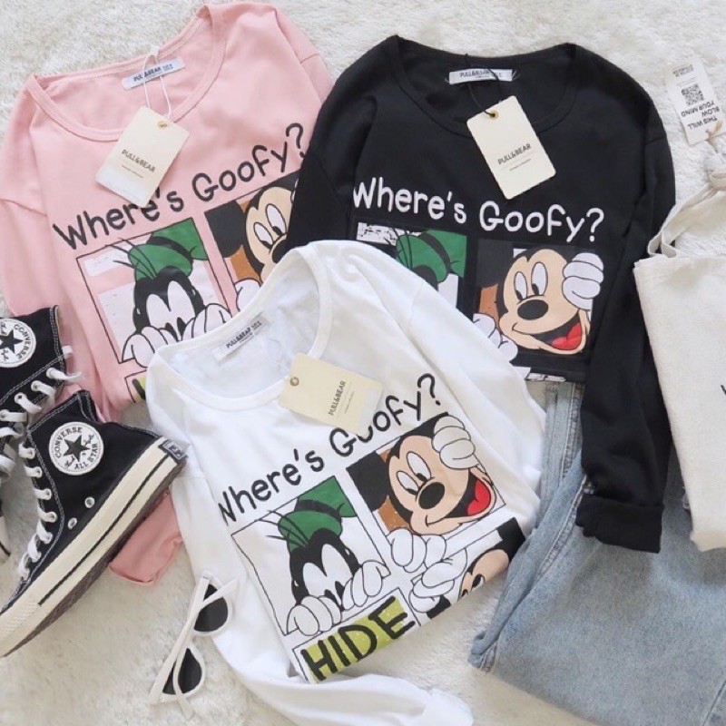 kaos Mickey where’s goofy-pakaian wanita-atasan pakaian wanita-kaos wanita-baju micky mouse