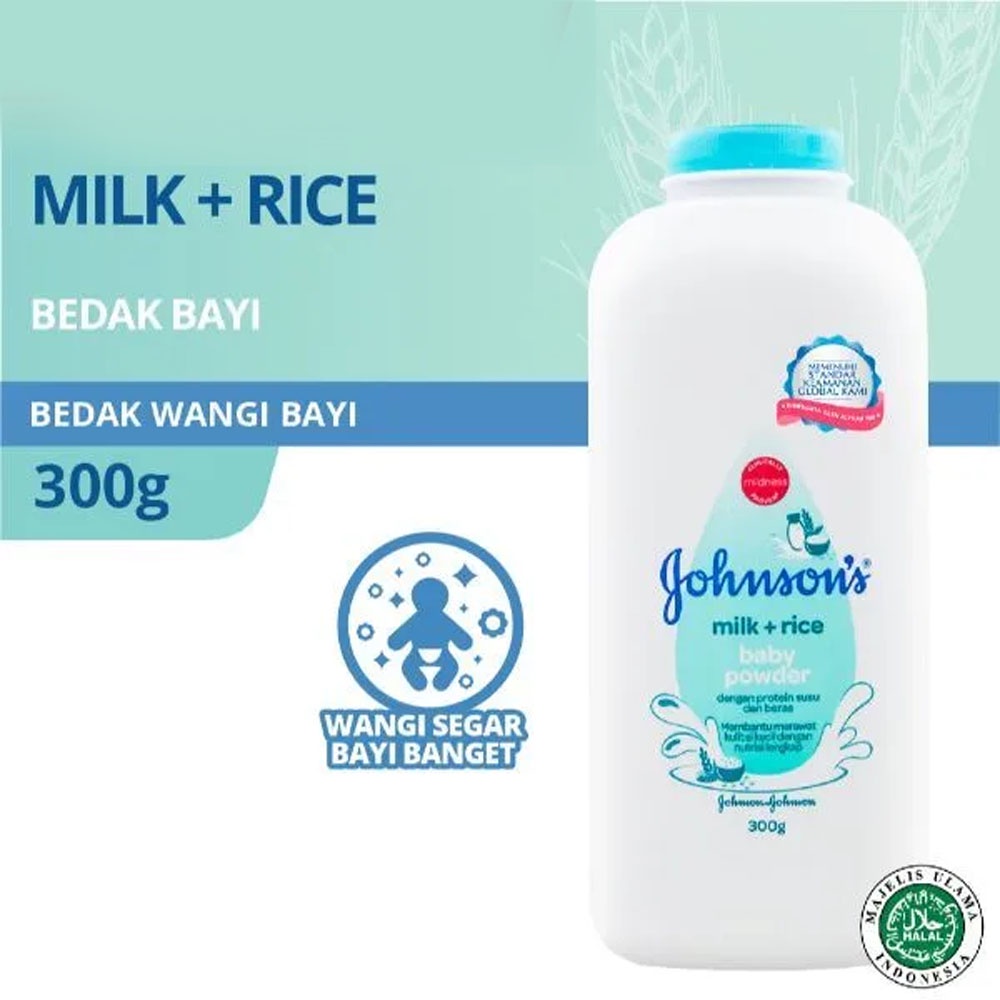 Bisa COD Johnsons Baby Powder Milk + Rice Bedak Bayi Tabur - Bedak Bayi 100gr - Bedak Bayi 300gr Milk + Rice