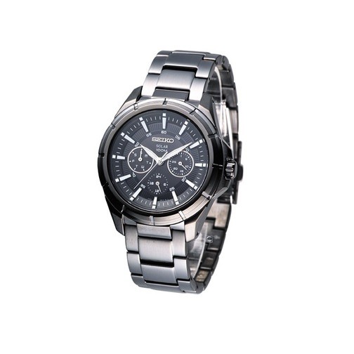 Seiko Criteria SNE075P1 - Solar Black Multifunction - 100M - Jam Tangan Pria Sport