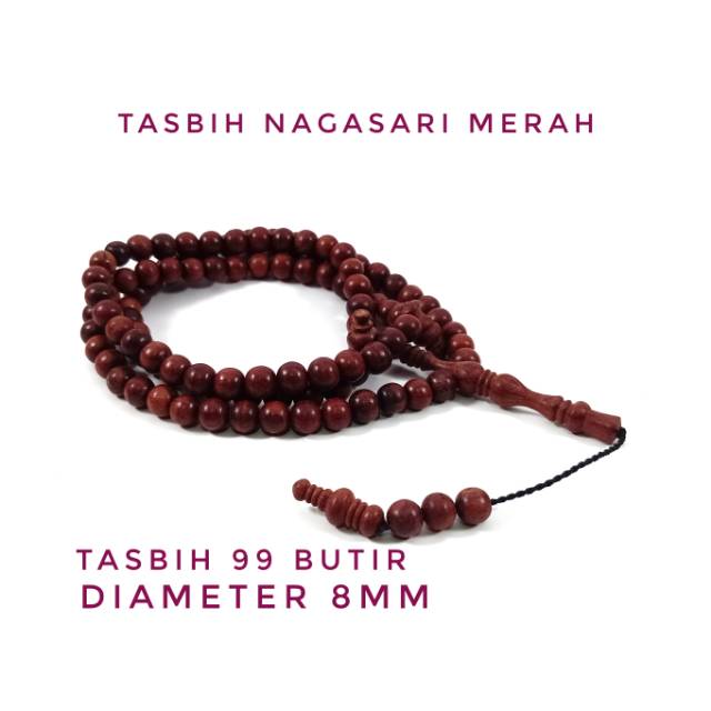 Tasbih Kayu Original Nagasari Merah Isi 99 Butir Top Quality