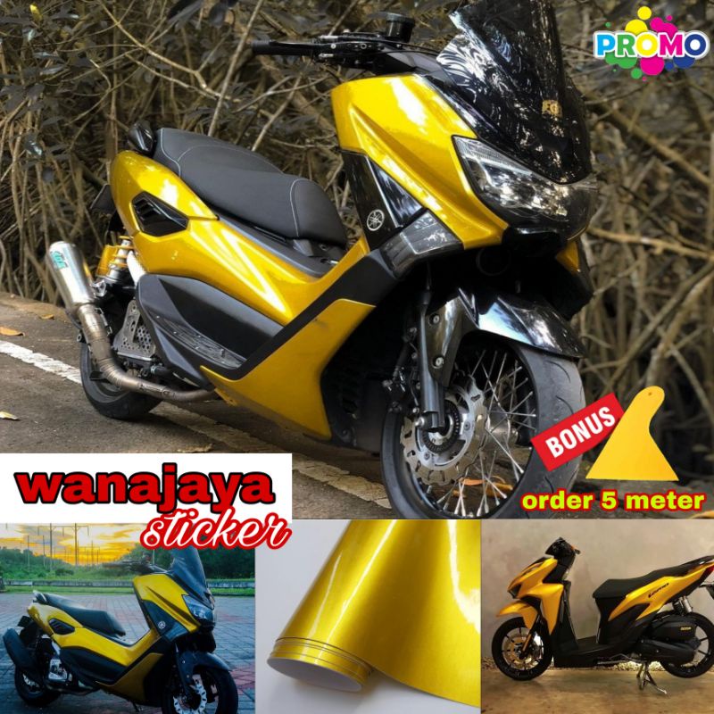 stiker skotlet motor warna emas / skotlet emas candy / stiker gold metalik /skotlet motor emas candy