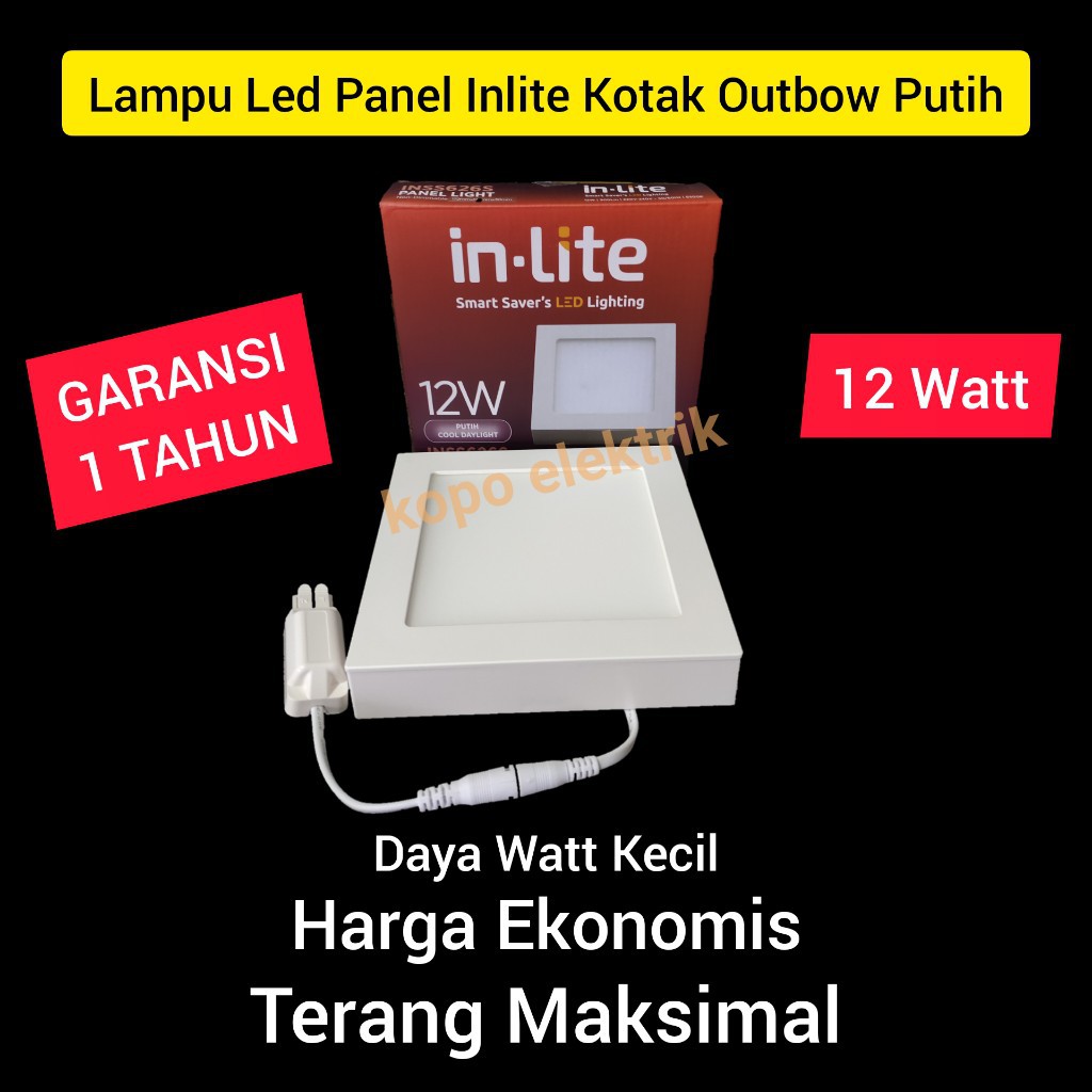 (BERGARANSI 1 TAHUN) INLITE Downlight Led Panel 12 Watt KOTAK Outbow