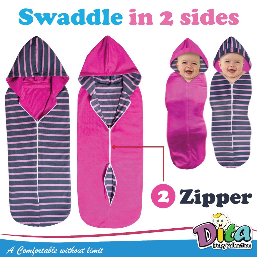 SNI Bedong instan Bolak Balik salur Swaddle in 2 sides Murah bedong instan Dita MOONS care