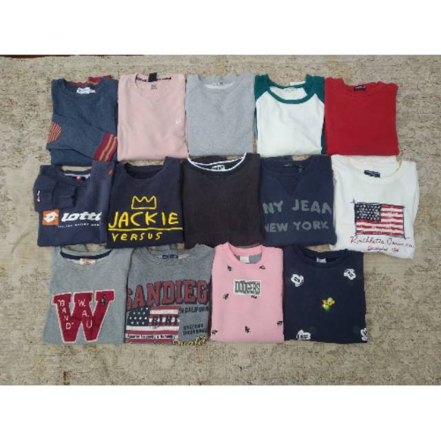 Borongan crewneck second/bekas branded 14pcs + bonus 1pcs + celpen airwalk