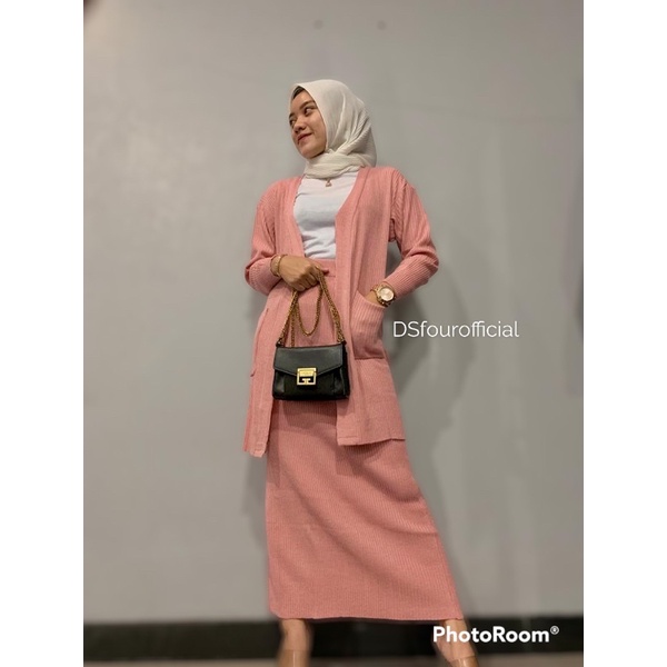 rok span rajut /rok rajut [premium] tebal-Dusty pink