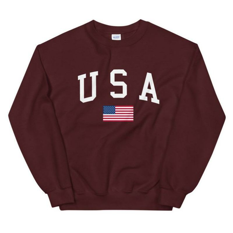 S - XXXXXL(6XL) Sweater USA FLAG BIGSIZE Oversize Sweatshirt Crewneck Oblong Jumbo 5XL 4XL 3XL 2XL