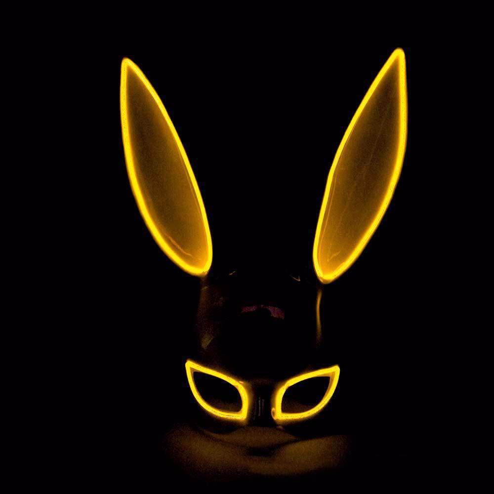 Topeng Cosplay Agustina Multicolour Topeng Halloween Topeng Kelinci Lampu Led Hiasan Kepala Cosplay Topeng Menyala Led