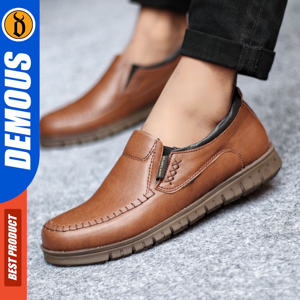 Sepatu Formal Pria Sepatu Casual Pria Kulit Pu Slop Sepatu Pantofel Kerja Kantor Kuliah Kondangan Sepatu Hitam Pria DEMOUS BLEND