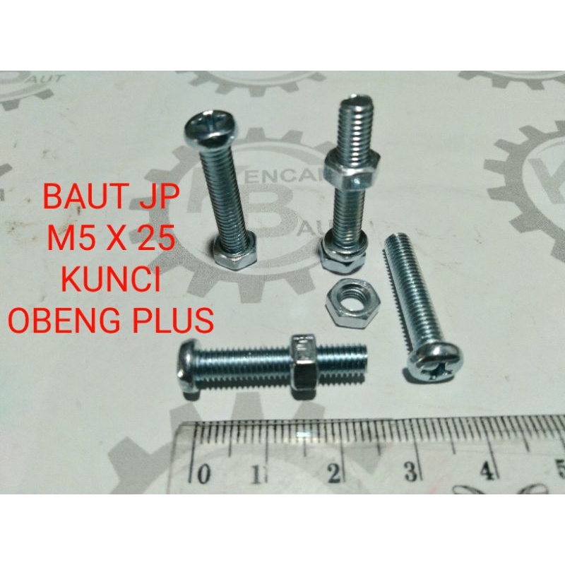 BAUT MUR JP M5 X 25 PANJANG 2,5 CM KUNCI OBENG PLUS GALVANIS
