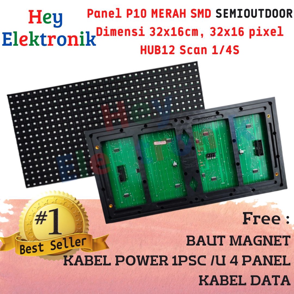 Panel Module Modul Led P10 Running Text SMD Merah Indoor Semi Outdoor