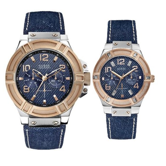 Hot Sale Jam Tangan Couple Guess Rigor Denim OriginaL Terlaris