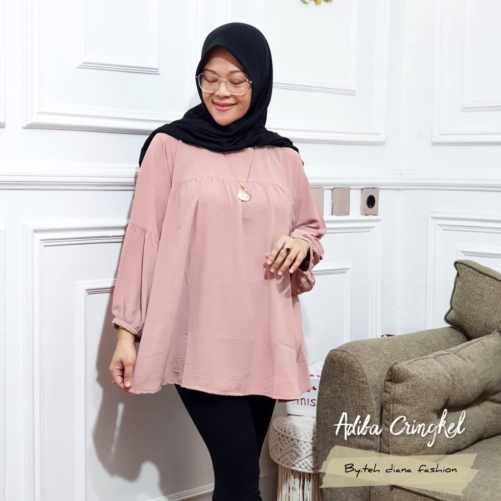 Atasan Wanita Jumbo / Baju Atasan Wanita Jumbo / Blouse Wanita Jumbo Model Adiba Crinkle Ld 124 Cm-7