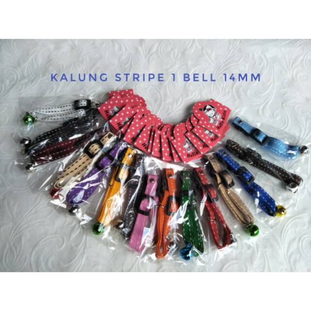 Kalung kucing murah stripe 1 lonceng 14mm