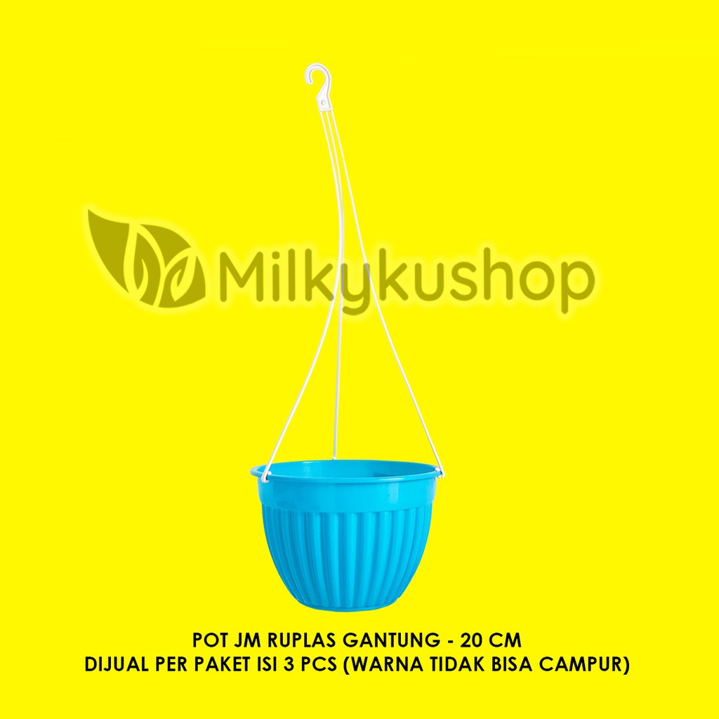 POT JM RUPLAS GANTUNG 20 CM WARNA - PAKET 3 PCS - POT BUNGA