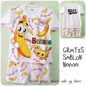 Dijual KAOS MOTIF PISANG BANANA KAOS SETELAN ANAK PISANG BANANA CUSTOM NAMA Murah