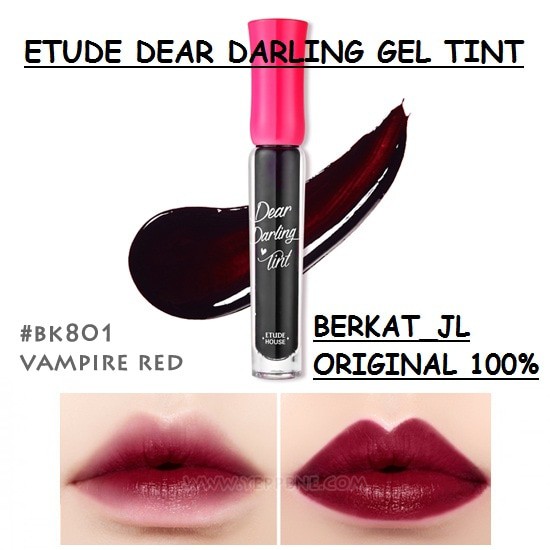 ETUDE DEAR DARLING GEL TINT #BK801 VAMPIRE RED