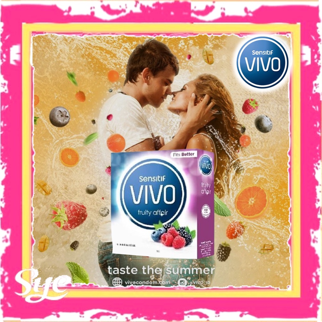 BPOM KONDOM VIVO FRUITY AFFAIR ISI 3 PCS / SENSITIF VIVO CONDOM / SYE