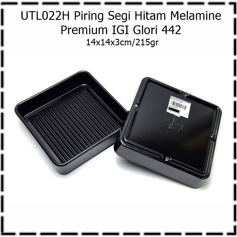 UTL022H Piring Saji/Piring Buah Segi Hitam Melamine Premium IGI Glori