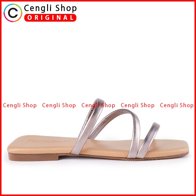 SANDAL FLAT WANITA HUSH PUPPIES  ORIGINAL CASUAL BRANDED SILVER HW11